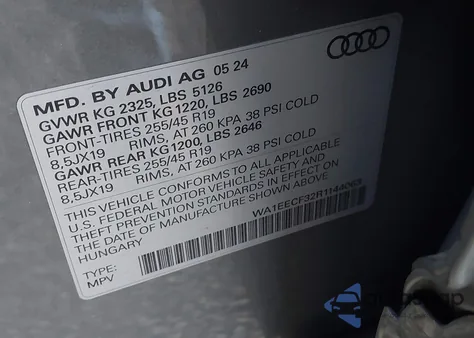 2024 Audi Q3 Premium Plus 45 Tfsi S Line Quattro Tiptronic from USA, damaged, VIN WA1EECF32R1144063